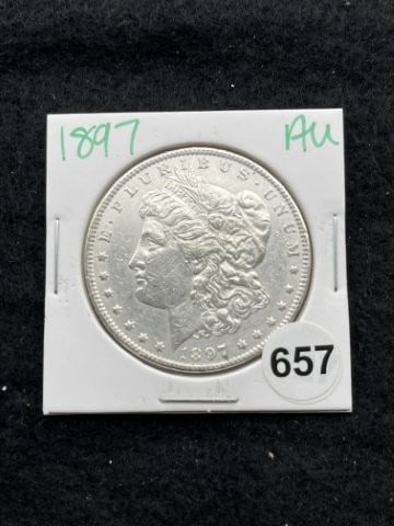 1897 AU Morgan Silver Dollar Coin (1 of 2)