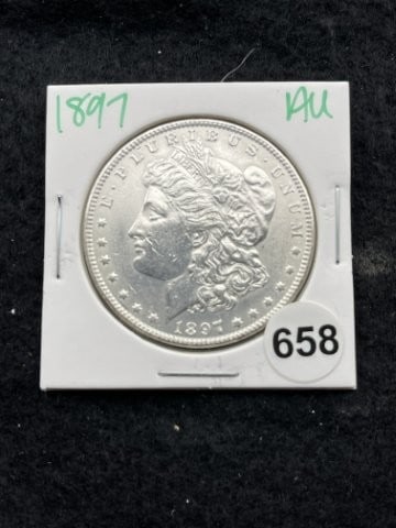 1897 AU Morgan Silver Dollar Coin (1 of 2)