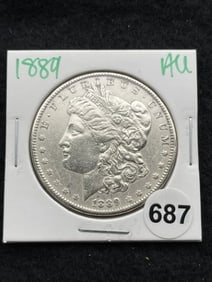 1889 AU Morgan Silver Dollar Coin
