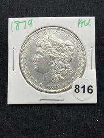 1879 AU Morgan Silver Dollar Coin