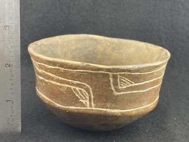 Miniature Caddo Bowl finely engraved minor repair