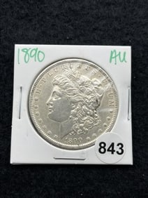1890 AU Morgan Silver Dollar Coin