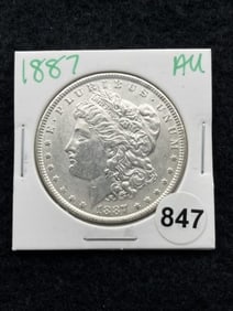 1887 AU Morgan Silver Dollar Coin