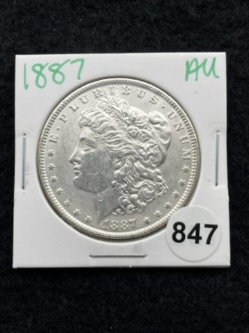 1887 AU Morgan Silver Dollar Coin (1 of 2)