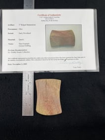 3" Ridged Bannerstone from Ohio ex - Freddy Swack Collection Indian Artifact Arrowhead