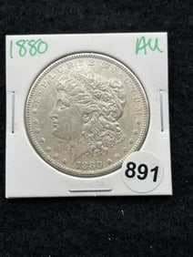 1880 AU Morgan Silver Dollar Coin