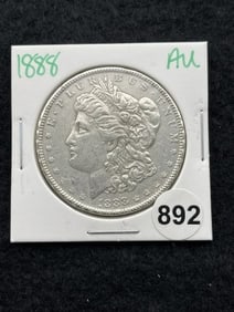 1888 AU Morgan Silver Dollar Coin