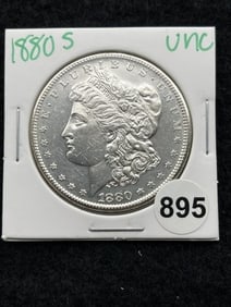 1880 S UNC Morgan Silver Dollar Coin