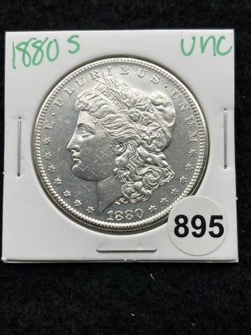 1880 S UNC Morgan Silver Dollar Coin (1 of 2)