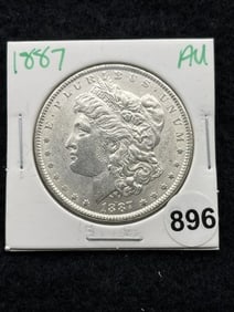 1887 AU Morgan Silver Dollar Coin