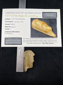 2 & 7/8" Ancient Effigy Pipe with Tony Putty COA from Lawrence County, Ohio ex - William Allen