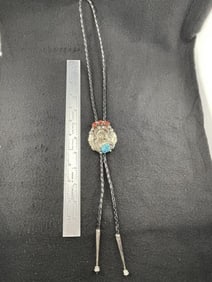 Sterling Silver & Turquoise Bolo Tie very nice workmanship