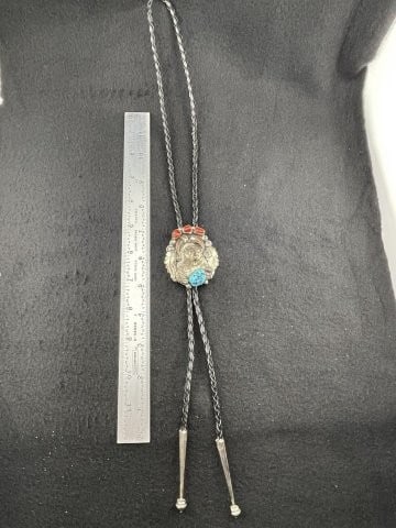 Sterling Silver & Turquoise Bolo Tie very nice workmanship (1 of 6)