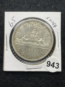 1965 Canadian Silver Dollar Coin