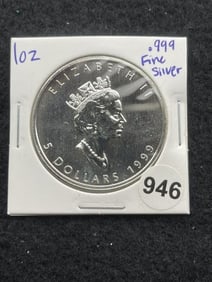1999 Maple Leaf 1 Ounce .999 Fine Silver Coin