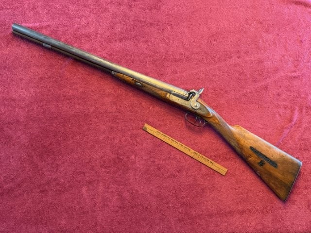 Wells Fargo Black Powder Stage Coach Gun marked J. Hollis & Sons London Twist: Wells Fargo Black Powder Stage Coach Gun marked J. Hollis & Sons London Twist KEY WORDS: INDIAN ARTIFACT ARTIFACTS ARROWHEAD ARROWHEADS NATIVE AMERICAN MISSISSIPPIAN QUAPAW CADDO POTTERY COINS MORGAN