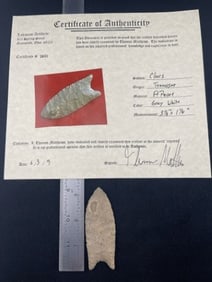 Clovis with Thomas Matthews COA from Tennessee Indian Artifact Arrowhead