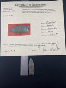 Cumberland with Thomas Matthews COA from Kentucky Indian Artifact Arrowhead