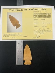 Big Slough with Josh Davis COA from Livingston County, Kentucky Indian Artifact Arrowhead