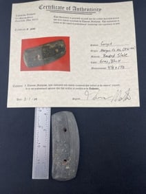 Gorget with Thomas Matthews COA from Morgan County, Alabama Indian Artifact Arrowhead