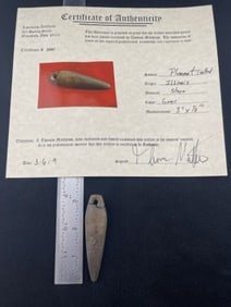 Plummet Tallied with Thomas Matthews COA from Illinois Indian Artifact Arrowhead
