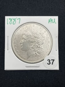 1887 AU Morgan Silver Dollar Coin