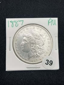 1887 AU Morgan Silver Dollar Coin