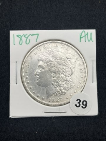 1887 AU Morgan Silver Dollar Coin (1 of 2)