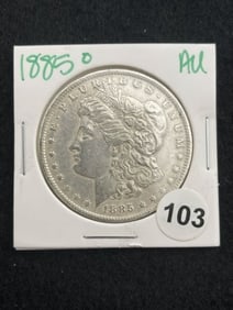 1885 O AU Morgan Silver Dollar Coin