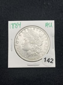 1884 AU Morgan Silver Dollar Coin