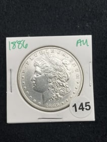 1886 AU Morgan Silver Dollar Coin