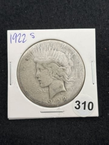 1922 S Peace Silver Dollar Coin: KEY WORDS: INDIAN ARTIFACT ARTIFACTS ARROWHEAD ARROWHEADS NATIVE AMERICAN MISSISSIPPIAN QUAPAW CADDO POTTERY COINS MORGAN DOLLAR PEACE DOLLAR SILVER COINS. All coins have been Sigma tested for authent