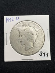 1922 D Peace Silver Dollar Coin