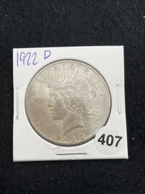 1922 D Peace Silver Dollar Coin