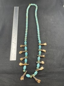 Buffalo Teeth Trade Necklace Indian Artifact Arrowhead