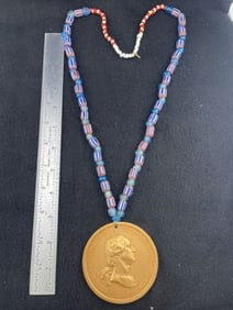 George Washington 1789 Peace Medal Necklace Indian Artifact Arrowhead