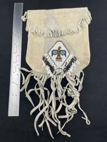 Beaded Bag Indian Artifact Arrowhead