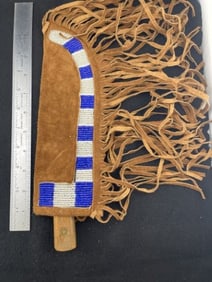 Beaded Sheath & Knife Indian Artifact Arrowhead