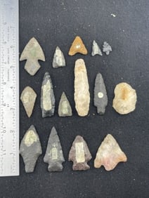 Group of Arrow Points Indian Artifact Arrowhead
