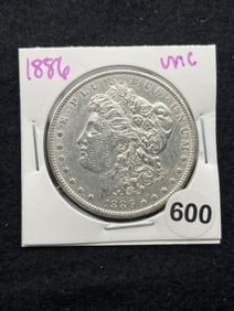 1886 UNC Morgan Silver Dollar Coin