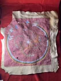 South West Art on Hide Indian Artifact Arrowhead