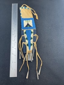 Beaded Bag Indian Artifact Arrowhead