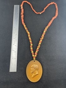 James Garfield 1881 Trade Medal Necklace Indian Artifact Arrowhead