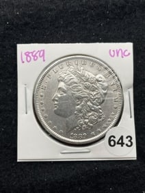 1889 UNC Morgan Silver Dollar Coin