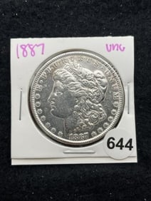 1887 UNC Morgan Silver Dollar Coin