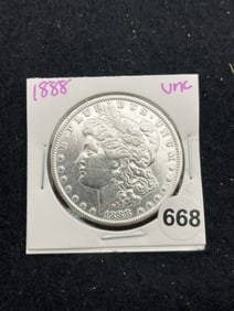 1888 UNC Morgan Silver Dollar Coin