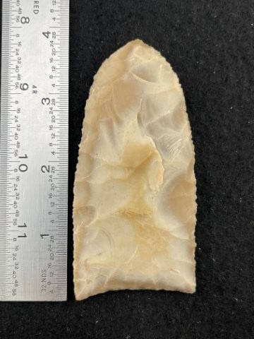 Darl Knife micro serrated edges creamy gold flint from Gillespie county, Texas ex - Dent Collection (1 of 4)