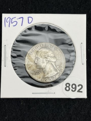 1957 D Washington Quarter Coin: KEY WORDS: INDIAN ARTIFACT ARTIFACTS ARROWHEAD ARROWHEADS NATIVE AMERICAN MISSISSIPPIAN QUAPAW CADDO POTTERY COINS MORGAN DOLLAR PEACE DOLLAR SILVER COINS. All coins have been Sigma tested for authent