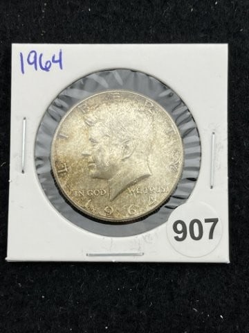 1964 Kennedy Half Dollar Silver Coin: KEY WORDS: INDIAN ARTIFACT ARTIFACTS ARROWHEAD ARROWHEADS NATIVE AMERICAN MISSISSIPPIAN QUAPAW CADDO POTTERY COINS MORGAN DOLLAR PEACE DOLLAR SILVER COINS. All coins have been Sigma tested for authent