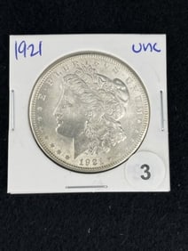 1921 UNC Morgan Silver Dollar Coin
